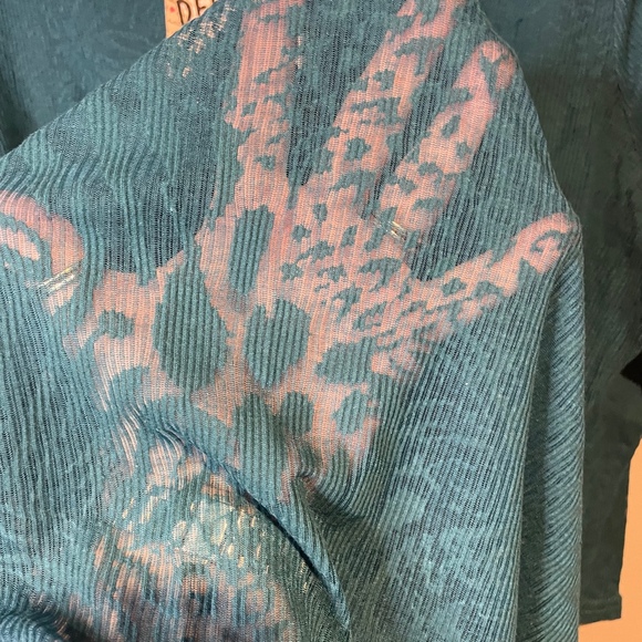 Womens Derek Heart Plus Teal Tunic Sheer Animal Print Lightweight Size 3X - Picture 3 of 7